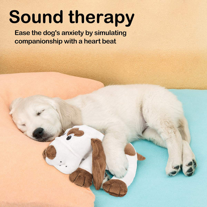 Moropaky Puppy Toy Heartbeat Toy for Anxiety Relief, Behavioral Training Aid Toy for Dog Calming Sleeping Soother Cuddle Snuggle Your Pet Creamy white - PawsPlanet Australia