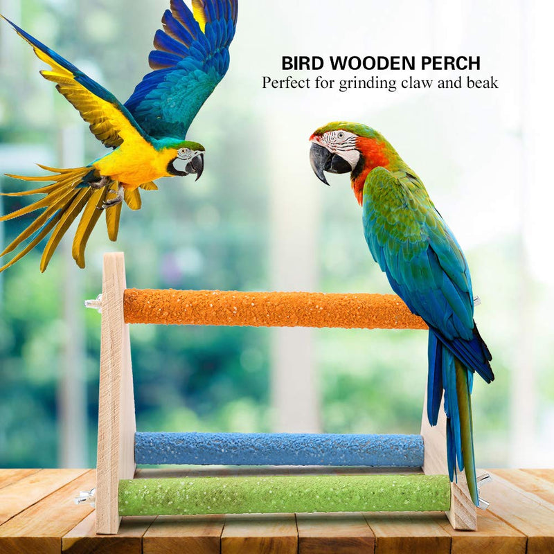 Tnfeeon Wooden Perch for Bird, Colorful Bird Cage Standing Toy Grinding Claw Perches toy for Parrots Parakeets Macaws Pet Birds[Triangle] - PawsPlanet Australia