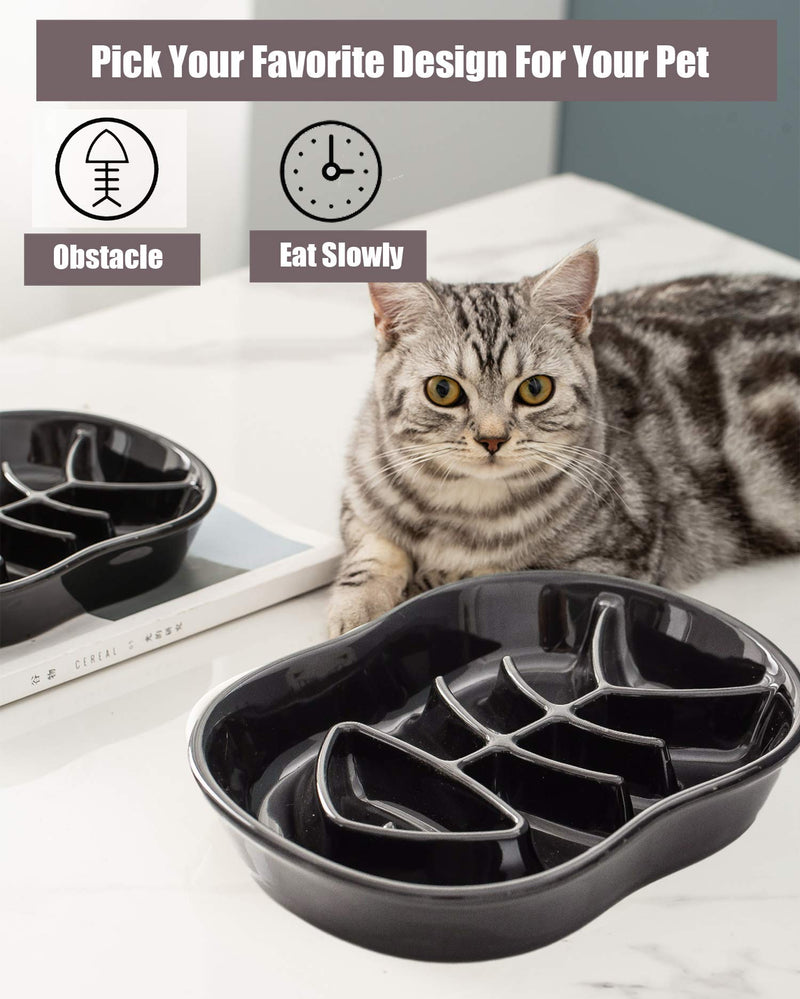 Slow Feeder Cat Dog Bowl Ceramic Kitten Bowl Fun Interactive Feeder Bowl Preventing Pet Feeder Anti-Gulping Healthy Eating Diet cat Bowls - PawsPlanet Australia