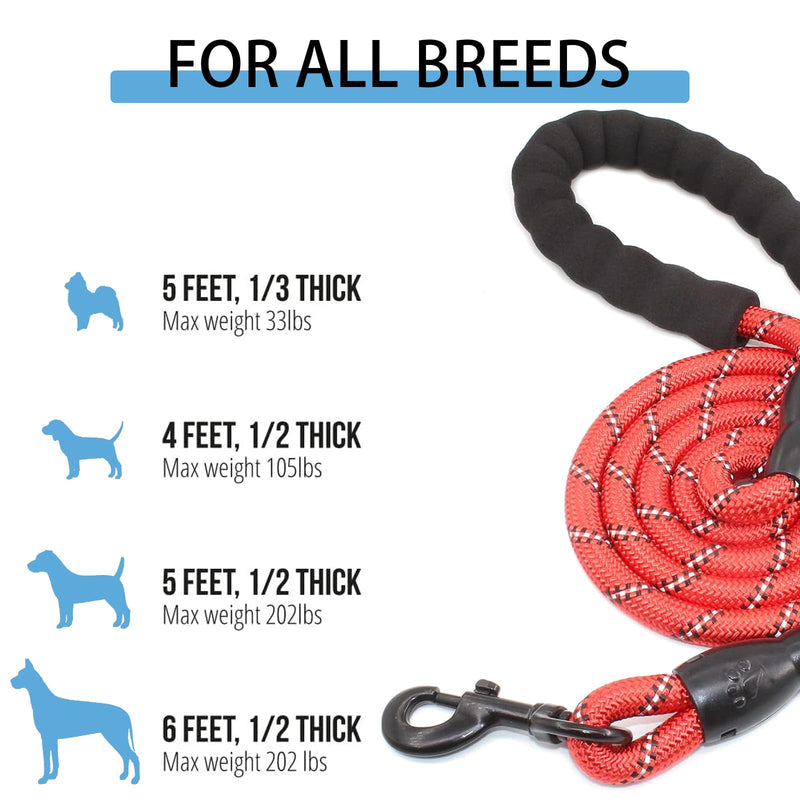 alouweekuky Dog Lead for Dogs, 3M/1.2CM Tow Lead Large Dog, Reflective Dog Leash, Training Lead for Medium and Large Dogs (Red, 3M) Red - PawsPlanet Australia