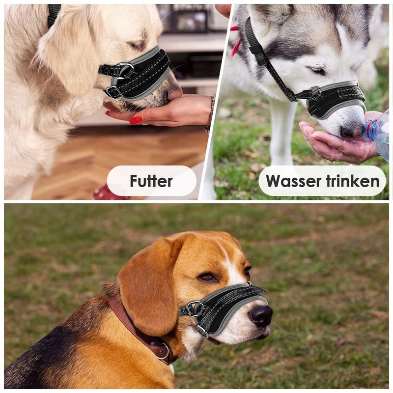 Nasjac Dog Muzzle, Soft Muzzle Medium Dogs to Prevent Biting Anti-Barking Stop Chewing Food Adjustable Dog Mouth Guard, Durable Small Large Dog Muzzles M Black - PawsPlanet Australia