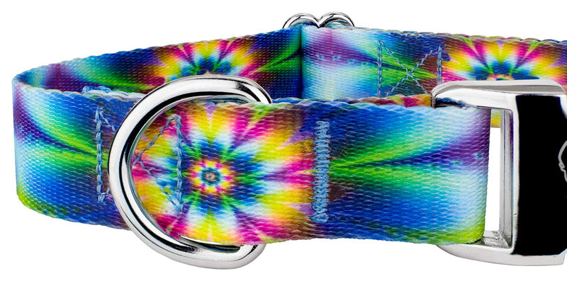 [Australia] - Country Brook Petz - Premium Dog Collar - Groovy Collection Large, 1 Inch Wide Tie Dye Flowers 