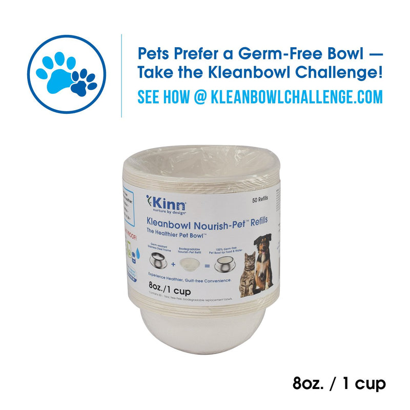 [Australia] - Kinn Kleanbowl Nourish Pet Refill Food & Water Bowls for Dogs & Cats 8 ounce (1 cup) 