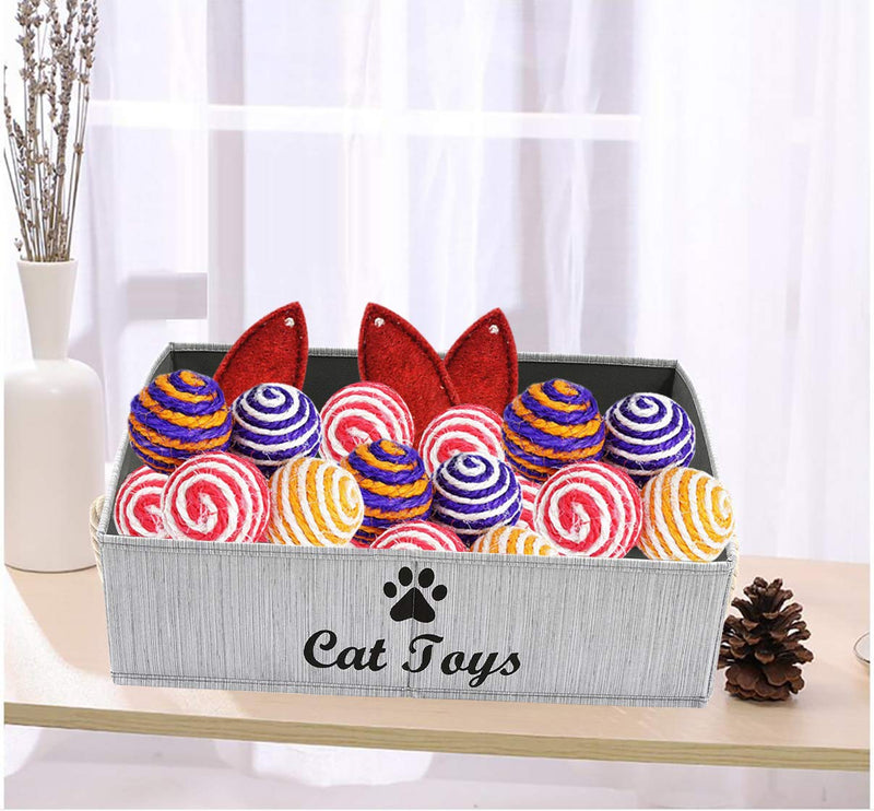 Morezi Canvas Pet Toy and Accessory Storage Bin, Basket Chest Organizer - Perfect for Organizing Pet Toys, Blankets, Leashes and Food 0605 Cat Grey - PawsPlanet Australia