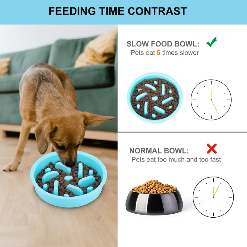 Anipaw Slow Feeder Dog Bowls 3 in 1 Stainless Steel Dog Food and Water Bowls with Non-Spill Non-Skid Silicone Mat to Slow Down Eating for Large Medium Small Breed Size Dogs and Cats - PawsPlanet Australia