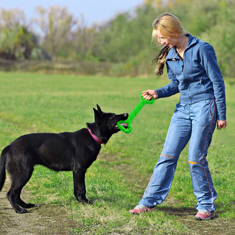 [Australia] - Hipat Dog Chew Toy for Aggressive Chewers, 13 Inch Large Solid Rubber Chew Toy with Soft Massaging Surface for Tooth Cleaning, Interactive Dog Tug Toy Green 