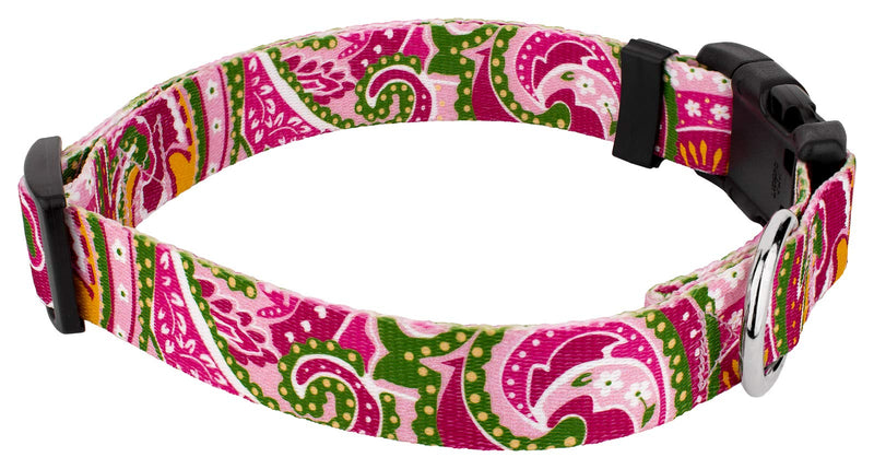 [Australia] - Country Brook Design - Deluxe Dog Collar - Paisley Collection Large, 1 Inch Wide Pink Paisley 