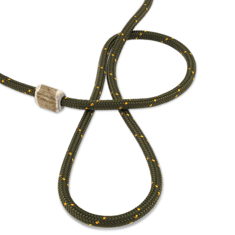 Romney's dog leash with collar 6mm | Moxon leash, retriever leash, agility leash | With draft limiter, draft stop made of deer horn (olive/green, 100 cm) green - PawsPlanet Australia
