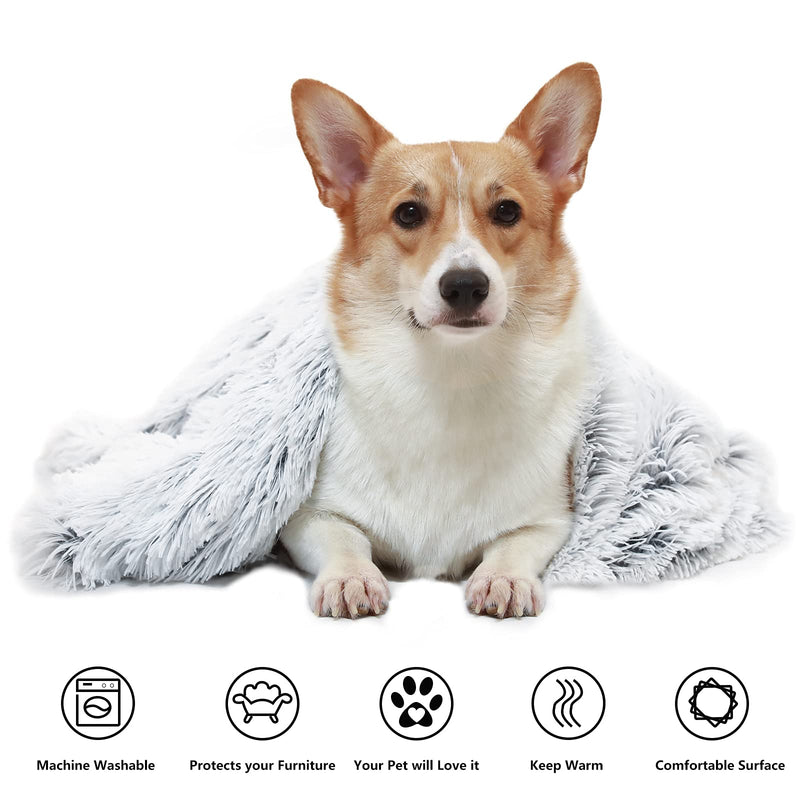 ANWA Calming Dog Blanket Large Size, Shag Vegan Fur Dog Blanket, Soft Dog Blanket Multiple Use S(61cm*81cm) Light Grey - PawsPlanet Australia