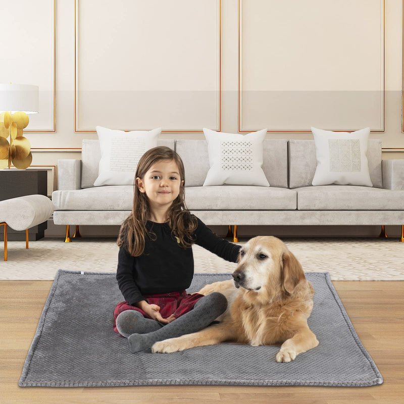 Baodan Dog Cat Blanket Large, 120 x 100cm Washable Fleece Puppy Blankets for Pets, Warm and Soft Dog Mat for Medium and Large Dog Grey - PawsPlanet Australia