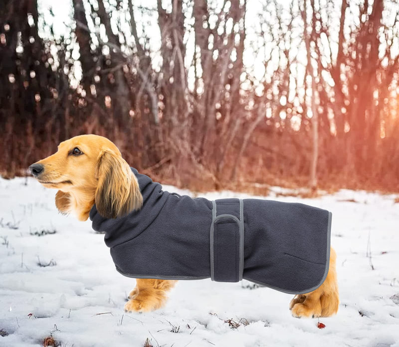 Geyecete Dog Jacket, Dog coat perfect for dachshunds, dog winter coat with padded fleece lining and high collar, dog snowsuit with adjustable bands sizes -Dark Gray-S S Dark Gray - PawsPlanet Australia