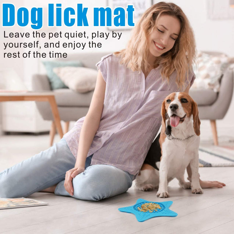 Idepet 2PACK Dog Lick Mat with Suction Cups,Silicone Slow Treater Dispensing Mat Pet Dog Bathing Distraction Device Peanut Butter Licking Pad for Pet Anxiety Bathing Grooming Training Blue - PawsPlanet Australia