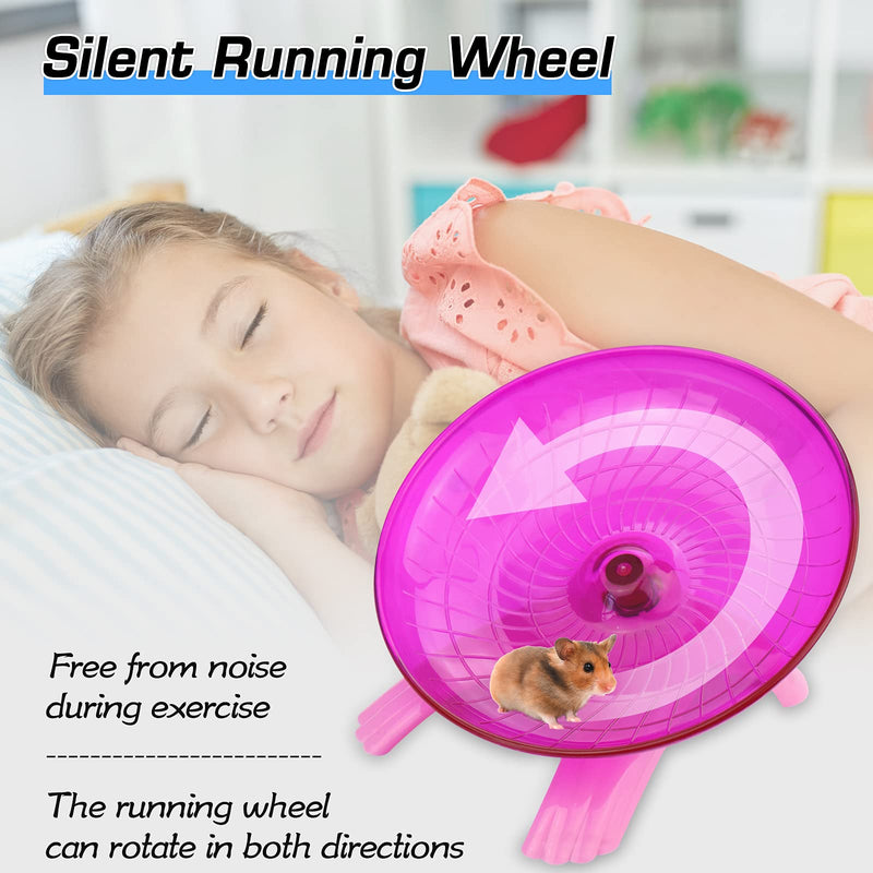 Flying Saucer Hamster Wheel With Silent Spinner 18cm for Cage Dwarf Hamster Small Rat (pink) - PawsPlanet Australia