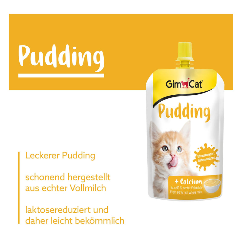 GimCat Pudding with Calcium - Cat snack made from real lactose-reduced whole milk for healthy bones - 1 bag (1 x 150 g) 150 g (pack of 1) - PawsPlanet Australia