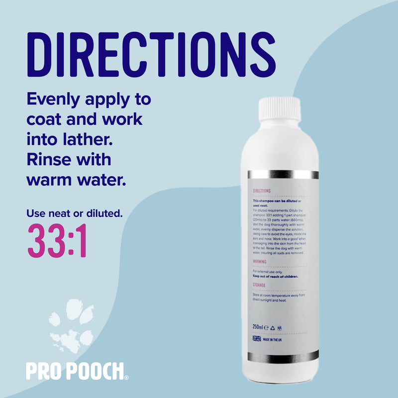 Pro Pooch Oatmeal Dog Shampoo - Natural & Hypoallergenic Formula for Sensitive Dogs w/Itchy Skin - Grooming Product w/Aloe Vera & Pro Vitamin B5 (250ml) 250 ml (Pack of 1) - PawsPlanet Australia