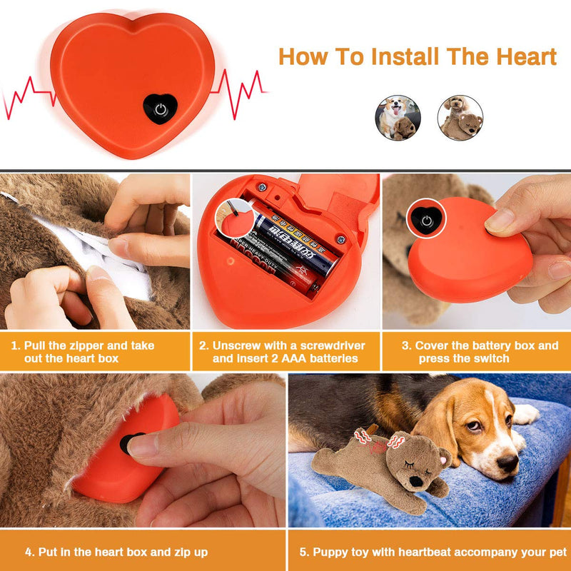 E-More Puppy Toy with Heartbeat, Puppies Separation Anxiety Dog Toy Soft Plush Sleeping Buddy Behavioral Aid Toy Puppy Heart Beat Toy for Puppies Dog Pet, Bear Shape - PawsPlanet Australia