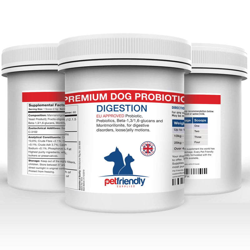 Probiotics for Dogs, Dietary Supplement, Plus Prebiotic Digestive Enzymes, Boosts Canine Immunity and Digestive Health, Made in UK, 150 grams - PawsPlanet Australia