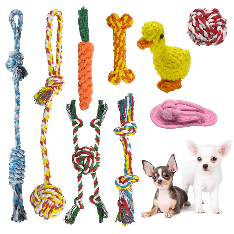 Dog Rope Toy, Durable Dog Toys for Aggressive Chewers, 9 Pack Puppy Teething Tough Dog Chew Toys, Indestructible Dog Toys for Small-Medium Dogs Interactive to Prevent Pet Boredom - PawsPlanet Australia