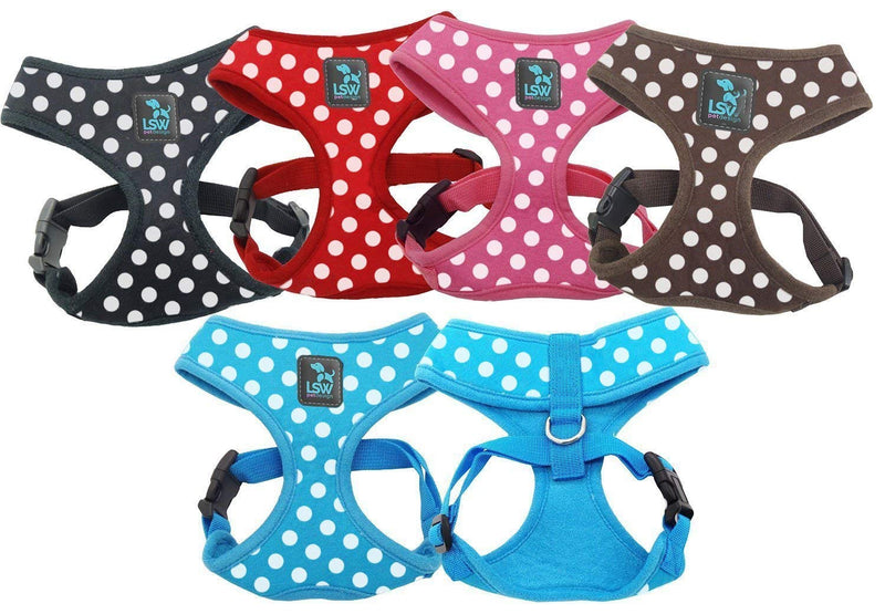 LSW Pet Design No Pull Small Dog Pet Harness Breathable Dotty Cotton Design and Sizes Pink Extra Small XS - PawsPlanet Australia