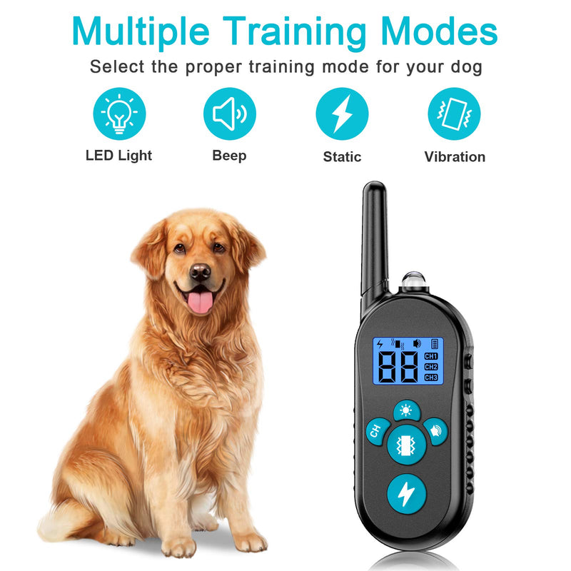 DiroPet Shock Collar for Dogs with Remote, Dog Training Collars Waterproof Rechargeable, 4 Training Modes, Beep, Vibration, Shock and LED Light, 2500Ft Remote Range, 0-99 Adjustable Levels - PawsPlanet Australia