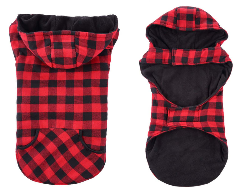 Pet Dog Puppy Dog Coat Windproof Cotton-padded Winter Dog Jacket Clothes With Hooded Scarf for Small Medium Dog in Autumn Winter - Red - M - PawsPlanet Australia