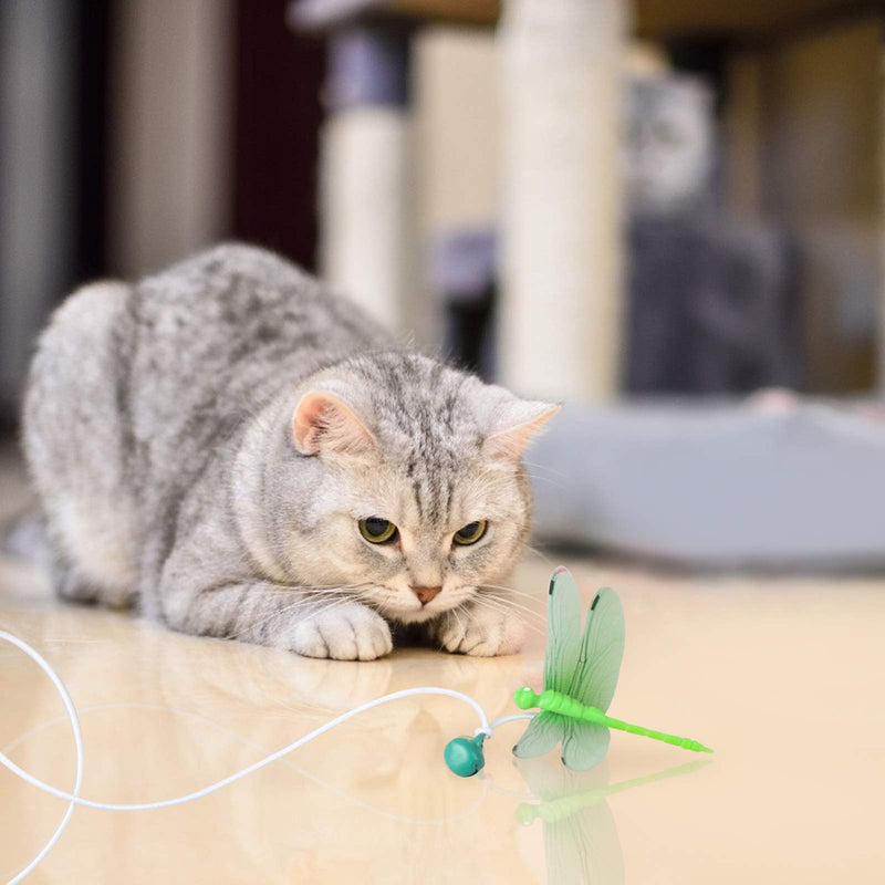 Ujuuu 2Pcs Cat Toys Artificial Feather Teaser Wand Toy/Artificial Dragonfly Teaser Wand Toy with Bell Pet Funny Exerciser Interactive Play Feather Toys (Cat Dragonfly Toys) - PawsPlanet Australia