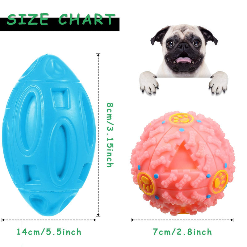 [Australia] - Weewooday 2 Pieces Squeaky Dog Toys for Aggressive Chewers Large Breed Teeth Cleaning Durable Rubber Ball Food Treat Dispensing Toy Dental Oral Care for Small Medium Large Dogs Light Blue, Black 