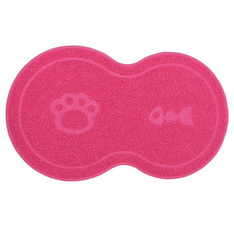 EONHUAYU Pet Food Mats, Cat Mat PVC Mat Waterproof Non-slip Pet Feeding Mat Pet Bowl Mat With Paw and Bone (Rose Red) - PawsPlanet Australia