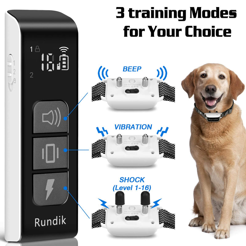 Rundik Dog Training Collar, Rechargeable Training Collar for Dogs with Mini-Sized Remote, 3 Safe Modes Waterproof & Long Distance Control Dog Bark Collar for Small/Medium/Large Dogs - PawsPlanet Australia