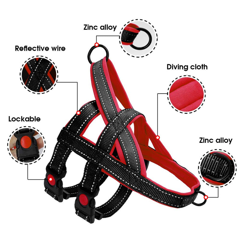 Beirui No Pull Escape Proof Dog Harness for Small Medium Large Dogs - Soft Padded Reflective Large Dog Walking Harnesses (Black,L) Chest 25.0-31.0’’ Black - PawsPlanet Australia