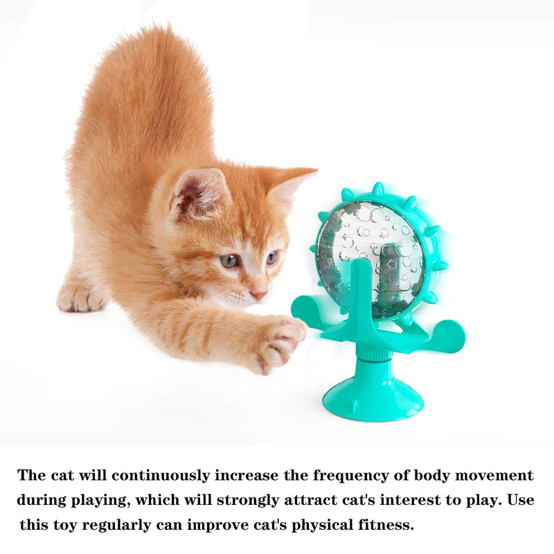 Elvesera Cat Windmill Turntable Toy, Interesting Food Leakage Device for Cats and Dogs, This is a Multi-Functional and Interesting Rotating Slow-Speed cat Puzzle Feeder Blue - PawsPlanet Australia