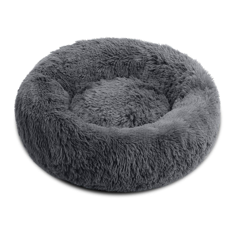 [Australia] - ESOEM Donut Pet Bed, Round Plush Cushion for Small Pets, Pluffy Mat Dog Sofa, Comfy Indoor Cat House Self-Warming Bedding 20" Dark Grey 