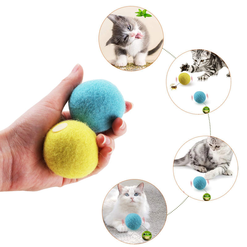 PAKESI Cat Toy Ball, 2PACK, Upgraded Version of Bite Resistant Wool Material, Including Frog, Cricket, Two Kinds of Calls for Cat Wool Ball, Built-in Catnip - PawsPlanet Australia