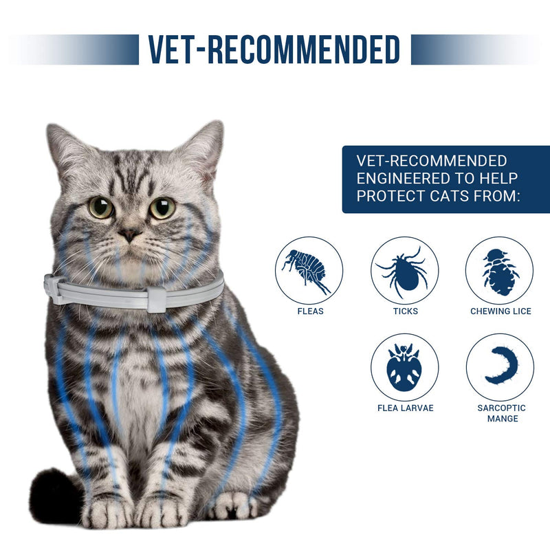 [Australia] - 2 Pack Flea and Tick Collar for Cats,8-Month Tick and Flea Control for Cats,Adjustable Design-One Size Fits All,Safe & Allergy Free, Waterproof, with Flea Comb 