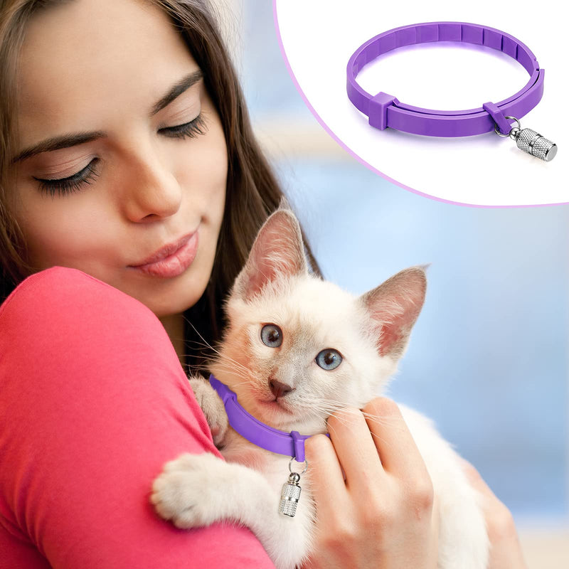 Weewooday 5 Set Calming Collar for Cats Adjustable Waterproof Cat Calming Collars Reduce Anxiety Stress Cat Collars with 5 Pet ID Pendants (Purple) - PawsPlanet Australia