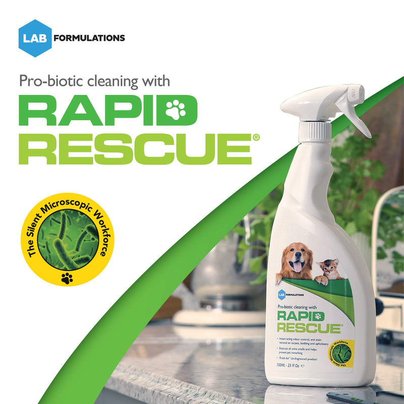 Rapid Rescue | Pet Odour Eliminator Urine Smell Remover | Natural Microbe Enzymatic Green Solution Probiotic Fast-Acting on Cat & Dog Stains on Carpets, Wood Floors, Cars, Rugs (1pk) - PawsPlanet Australia