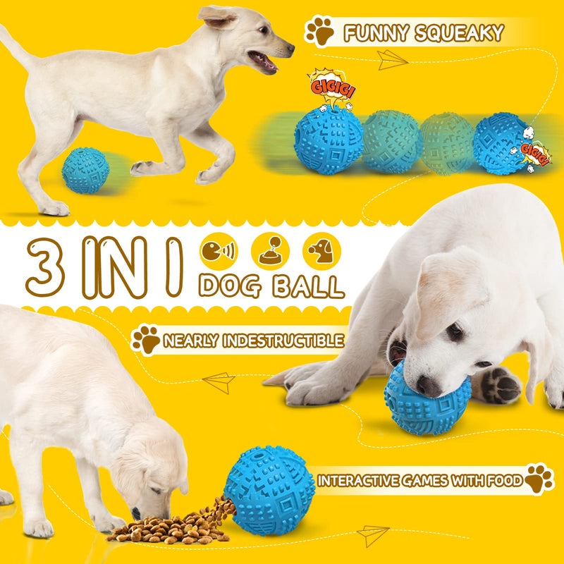 LEGEND SANDY Dog Balls Treat Dispenser Dog Toys for Aggressive Chewers Large Breeds, Almost Indestructible Squeaky Toy for Large Dogs, Natural Rubber Dog Puzzle Toy, Blue - PawsPlanet Australia