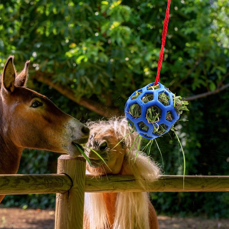 2pcs Horse Treat Ball Hay Feeder Toy Ball Hanging Feeding Toy for Horse Horse Goat Sheep Relieve Stress, Horse Stable Stall Paddock Rest Blue - PawsPlanet Australia