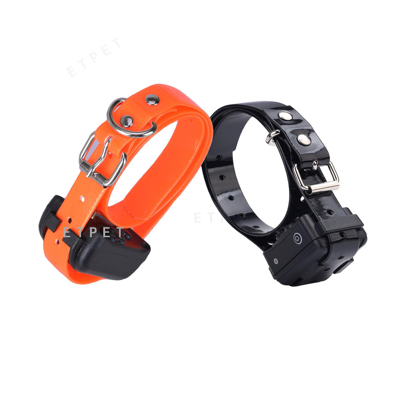 [Australia] - ETPET Dog Collar Belt for Most of Electronic Training Shock Collar Receivers-Adjustable Durable Waterproof Strap Replacement for Barking Collar Fence-Pet TPU Collar Strap 2 Pack Black and Orange 