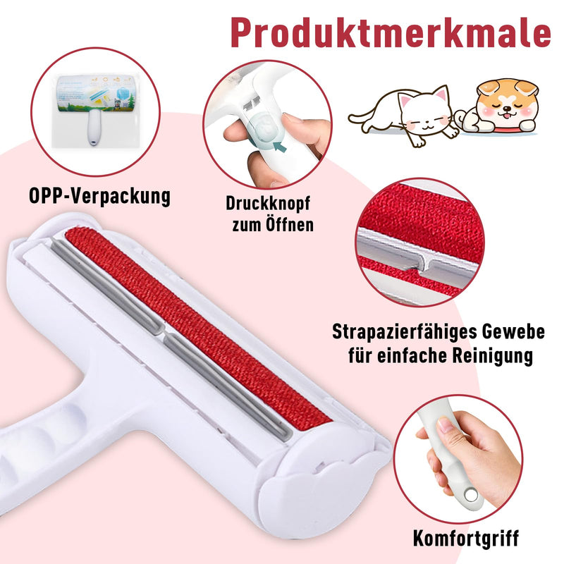 Phantasy® Pet Hair Remover Lint Roller, Pet Hair Remover for Pet Hair and Cat Hair Reusable, Removal of Pet Hair from Sofa, Bed and Clothes, Red - PawsPlanet Australia
