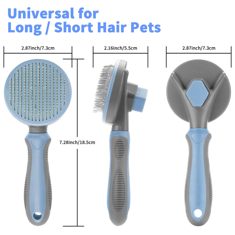 Cat brush dog brush, self-cleaning dog cat brush for long hair/short hair, cat comb with handle, brush for pet care for removing undercoat, loose fur and dirt - gray gray brush - PawsPlanet Australia