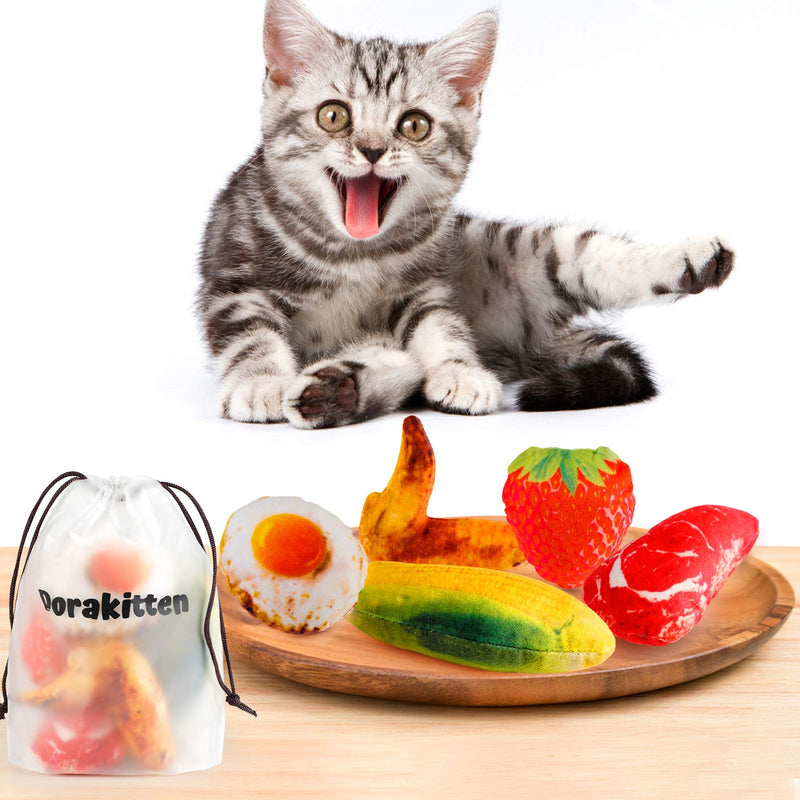 Dorakitten Catnip Chew Toy-5Pcs Cat Toothbrush Chew Toys,Catnip Toys Bite Resistant Interactive Food Shape Cat Cheap Toys - PawsPlanet Australia