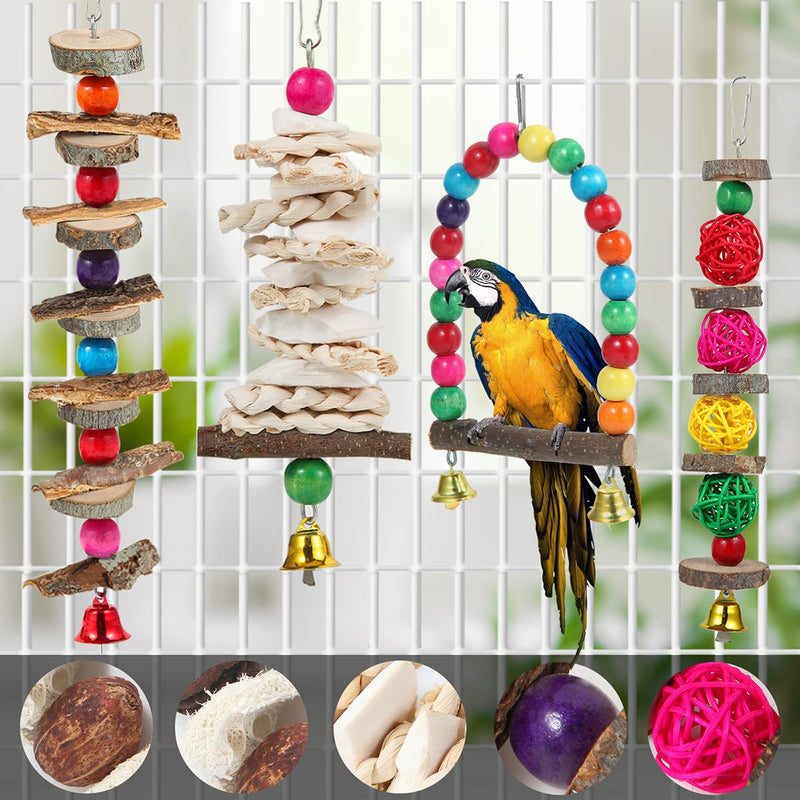 Bird Perch Bird Toys Parakeet Toys,6 Pack Bird Cage Accessories Wooden Chew Toys Perch Stand for Parrot Conure Cockatiel Lovebird Parrotlet Budgie Finches and Other Small to Medium Sized Birds - PawsPlanet Australia