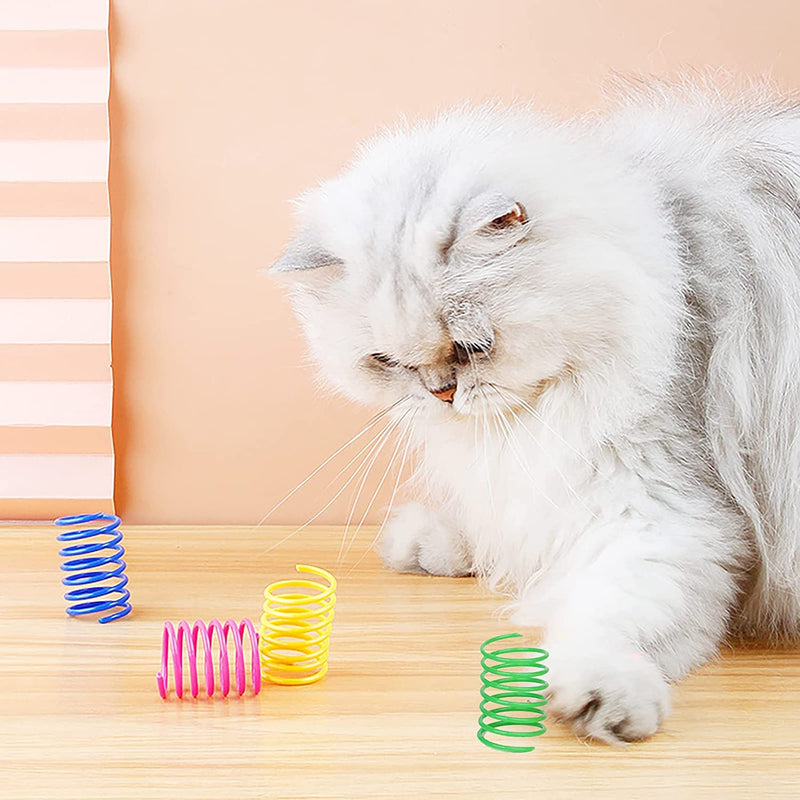 GEFIRE Pack of 40 Cat Toys Spiral 4.5 cm Cat Toys Spirals Plastic Spiral Cat Toys, Cat Toys, Interactive Cat Toys for Cats, Kittens, Pets (4 Colors) - PawsPlanet Australia