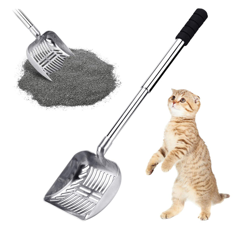 LYCC Cat Litter Sifter with Adjustable Handle and Soft Grip,Metal Pet Scoop Kitty Cat Scooper Non-Stick Coated with 1 Pcs Hook - PawsPlanet Australia