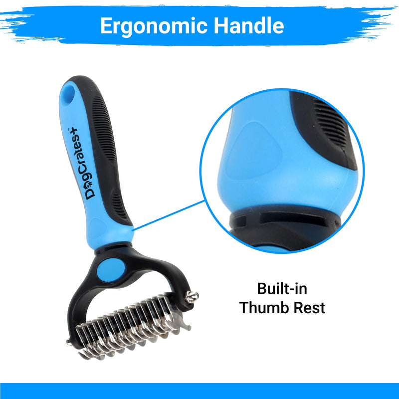 Dog Grooming Tool Undercoat Rake for Dogs & Cats - 2 Sided Dematting Tool Brush for Detangling and Removing Knots Dematting Comb - PawsPlanet Australia