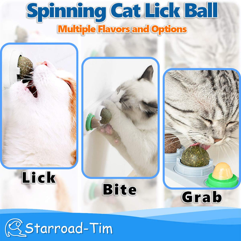 STARROAD-TIM Catnip Balls Catnip Toy for Cats Rotatable Edible Balls Natural Healthy Self-Adhesive Catnip Edible Balls White - PawsPlanet Australia