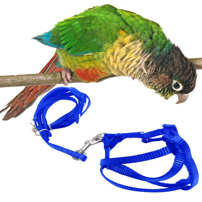 Preferhouse Bird Harness and Leash Kit Adjustable Anti-Bite, Fit for Large Birds, Macaw, Cockatoo, African Grey, and Reptiles, Lizards Blue - PawsPlanet Australia