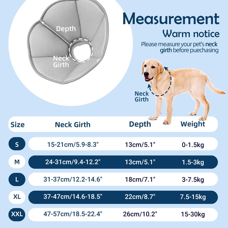 LiebeDD Neck Collar for Cats Soft Dog Collar Leak Protection Waterproof Pets Protective Collar Funnel Post-Op Collar for Cats Dog Collar Comfy Cone, Grey, S - PawsPlanet Australia