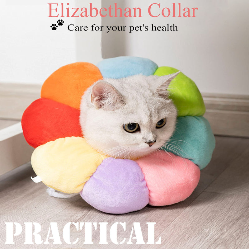 XSQD Cat Recovery Collar, Cone Circle for Pets, Soft Collar with Pet Neck, Neck Brace Cats Soft, Cotton Cute Shaped Elizabeth Collar, Protective Collar Multicolored L - PawsPlanet Australia